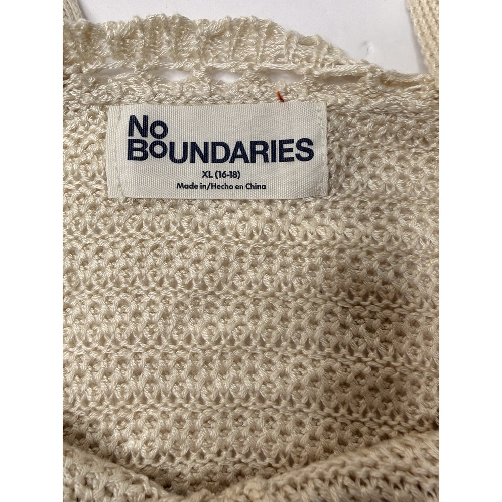 No Boundaries Sweater Tank Top Cropped‎ Women Size XL Cream Boho Indie Peasant - Picture 7 of 9
